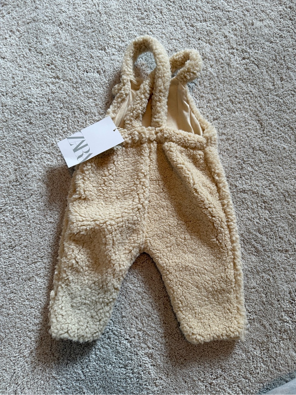 NWT Zara Cream Faux Sherpa Baby Overalls